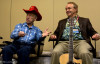 Al Hawkes and Everett Alan Lilly talk about the Lilly Brothers during a seminar at the 2016 Joe Val Bluegrass Festival - photo © Tara Linhardt