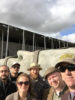 Geoff Union sporting his stylish Waffle House cap as Ragged Union poses in front of the fake stones at the entrance of Stonehenge