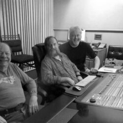 Bobby Hicks, Scott Barnett, and Mark Kuykendall listening to mixes at Crossroads Studio
