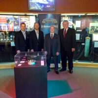 Chris Joslin, Jamie Dailey, Darrin Vincent, and Kyle Cantrell at the Dailey & Vincent exhibit at the International Bluegrass Music Museum in Owensboro, KY - photo by Ryan Hobson