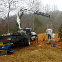 A memorial marker for James King being installed at his gravesite in Cana, VA - photo by Pam Pruett