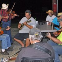 Ernie Evans (center) and Brink Brinkman (right) join an evening jam at the 2017 Florida Bluegrass Classic (2/21/17) - photo © Bill Warren