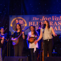 Della Mae with the Advanced Group from Kids Academy at Joe Val Bluegrass Festival (2/18/17) - photo © Tara Linhardt