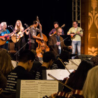 Youth Orchestra at practice with Mr. Sun band at Wintergrass 2017 - photo © Tara Linhardt