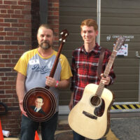 Top prize winners at RenoFest 2017: Jason Bales with his Don Reno model Davis banjo, and Daniel Thrailkill with his VA Luthiers guitar