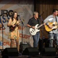 John Cowan with Darin & Brooke Aldridge at Gettsyburg Bluegrass Festival (May 2017) - photo by Frank Baker