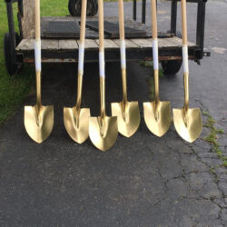 Ceremonial shovels for the groundbreaking at the Bill Monroe Museum (May 22, 2017)