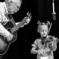 The youngest fiddler, Sorella High, age 5 from Blackfoot, ID at Weiser 2017 - photo © Tara Linhardt