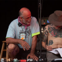 Stage crew conspires at Red Wiing Roots 2017 - photo © Gina Elliott Proulx