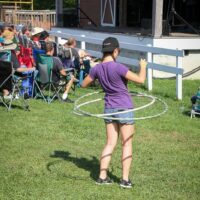 Hooping it up at the August 2017 Gettysburg Bluegras Festival - photo by Frank Baker