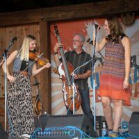 Carley Arrowood, Billy Gee and Brooke Aldridge with Darin & Brooke Aldridge at the August 2017 Gettysburg Bluegrass Festival - photo by Frank Baker
