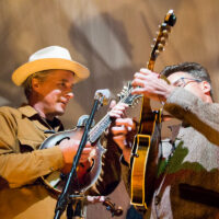 Caleb Klauder and David Long on mandolins in dance tent at the 2017 Oldtone Roots Music Festival - photo © Tara Linhardt