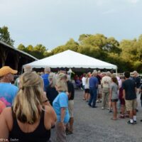 Lining up for the potluck supper at the 2017 Nothin' Fancy Bluegrass Festival - photo © Bill Warren