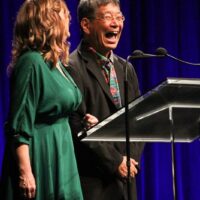 Missy Raines and Akira Otsuka at the 2017 IBMA Awards - photo by Frank Baker