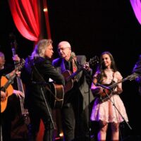 Larry Cordle, Tim Surrett, Jim Lauderdale, Carl Jackson, Sierra Hull, and Sammy Shelor at the 2017 IBMA Awards - photo by Frank Baker