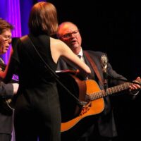 Tim O'Brien, Molly Tuttle, and Danny Paisley at the 2017 IBMA Awards - photo by Frank Baker