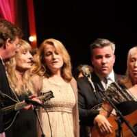 Tim O'Brien, Alice Gerrard, Claire Lynch, Patrick Sauber, and Laurie Lewis at the 2017 IBMA Awards - photo by Frank Baker