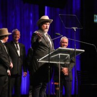 The Earls of Leicester accept their Entertainer of the Year award  at the 2017 IBMA Awards - photo by Frank Baker