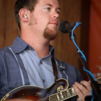 Jonathan Dillon with Junior Sisk & Ramblers Choice at the August 2017 Gettysburg Bluegrass Festival - photo by Frank Baker