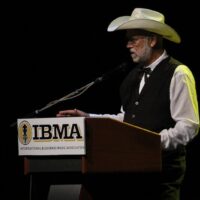 D.A. Calloway accepting Silver Dollar City's 2017 Distinguished Achievement Award from the IBMA - photo by Frank Baker