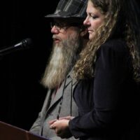 Pickin' In Parsons accepting their 2017 Event of the Year Award from the IBMA - photo by Frank Baker