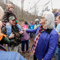 Ricky Skaggs visits with families along the Santa Train route - photo by Ed Rode (2018)