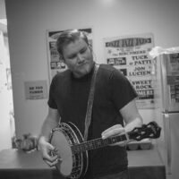 Russ Carson warms up backstage at The Birchmere (1/27/18) - photo by Jeromie Stephens