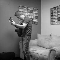 Jake Workman warms up backstage at The Birchmere (1/27/18) - photo by Jeromie Stephens
