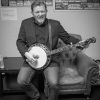 Russ Carson warms up backstage at The Birchmere (1/27/18) - photo by Jeromie Stephens