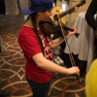 Hallway jam at the 2018 DC Bluegrass Festival - photo by Jeromie Stephens