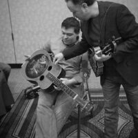 Gaven Largent and Jesse Brock backstage at the 2018 DC Bluegrass Festival - photo by Jeromie Stephens