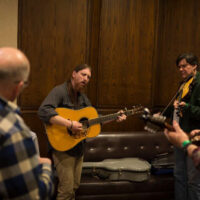 Hallway jam at the 2018 DC Bluegrass Festival - photo by Jeromie Stephens