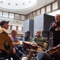 Mark O'Connor chats with jammers at Wintergrass 2018 - photo © Tara Linhardt