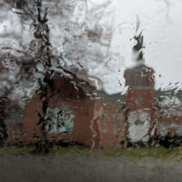 Rain on the windshield outside of Camp Springs United Methodist Church (March 24, 2018) - photo by Becky Johnson