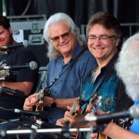 Casey Campbell, Ricky Skaggs, Ronnie McCoury, and David Grisman at the mandolin extravaganza at DelFest 2018 - photo by Stuart Dahne