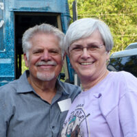 Randy Graham with promoter Judy Adams at the 2018 Cherokee Bluegrass Festival - photo by Sandy Hatley