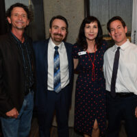 Curator Ryan Dooley, Ralph II, VP Museum Services Brenda Colladay and Exhbit Writer Michael Gray at the grand opening at the Country Music Hall of Fame and Museum's Ralph Stanley exhibit (7/12/18) - photo by Jason Davis/Getty Images