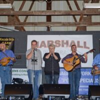 Band scramble at the 2018 Marshall Bluegrass Festival - photo © Bill Warren