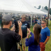 Promoter Chris Smith speaks with the local media at the 2018 Mansfield JamFest - photo by Chris Smith
