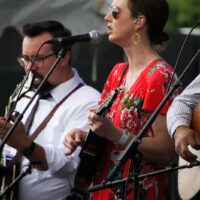 Paul and Kelsi Harrigill with Flatt Lonesome at Wide Open Bluegrass 2018 - photo © Frank Baker