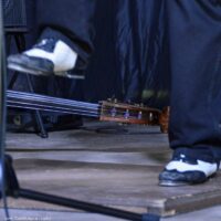 Mark Schatz's dancin' shoes at the 2018 Nothin' Fancy Bluegrass Festival - photo © Bill Warren