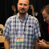 Josh Williams in the exhibit hall at the 2018 Wold of Bluegrass (9/26/18) - photo by Frank Baker