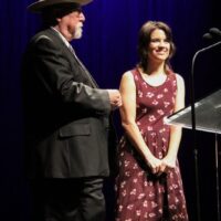 Joe Newberry and Kristin Scott Benson presenting at the 2018 International Bluegrass Music Awards - photo © Frank Baker