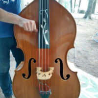 Jack's inlaid bass at the 2018 Thomas Point Beach Bluegrass Festival - photo by Dale Cahill