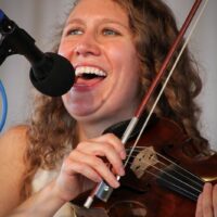 Corrina Rose Lodgston with High Fidelity at the 2018 Delaware Valley Bluegrass Festival - photo by Frank Baker