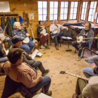 Tony Trischka leads a banjo class at the Ashoken Bluegrass Camp - photo by Stewart Dean
