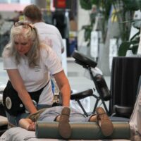 Massage therapists worked all day at World of Bluegrass 2018 - photo © Frank Baker