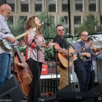 Donna Ulisse with Lonesome River Band at the 2018 Wide Open Bluegrass Festival - photo © Frank Baker