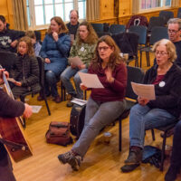 Claire Lynch teaches the vocalists at the initial Ashoken Bluegrass Camp - photo by Stewart Dean