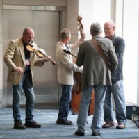 Hallway jam at World of Bluegrass 2018 - photo © Frank Baker